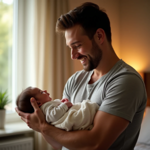 un hombre abrazando a su bebé